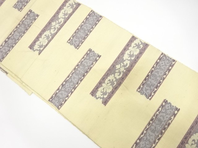 JAPANESE KIMONO / ANTIQUE HIRAKI NAGOYA OBI / TSUMUGI / WOVEN SARASA